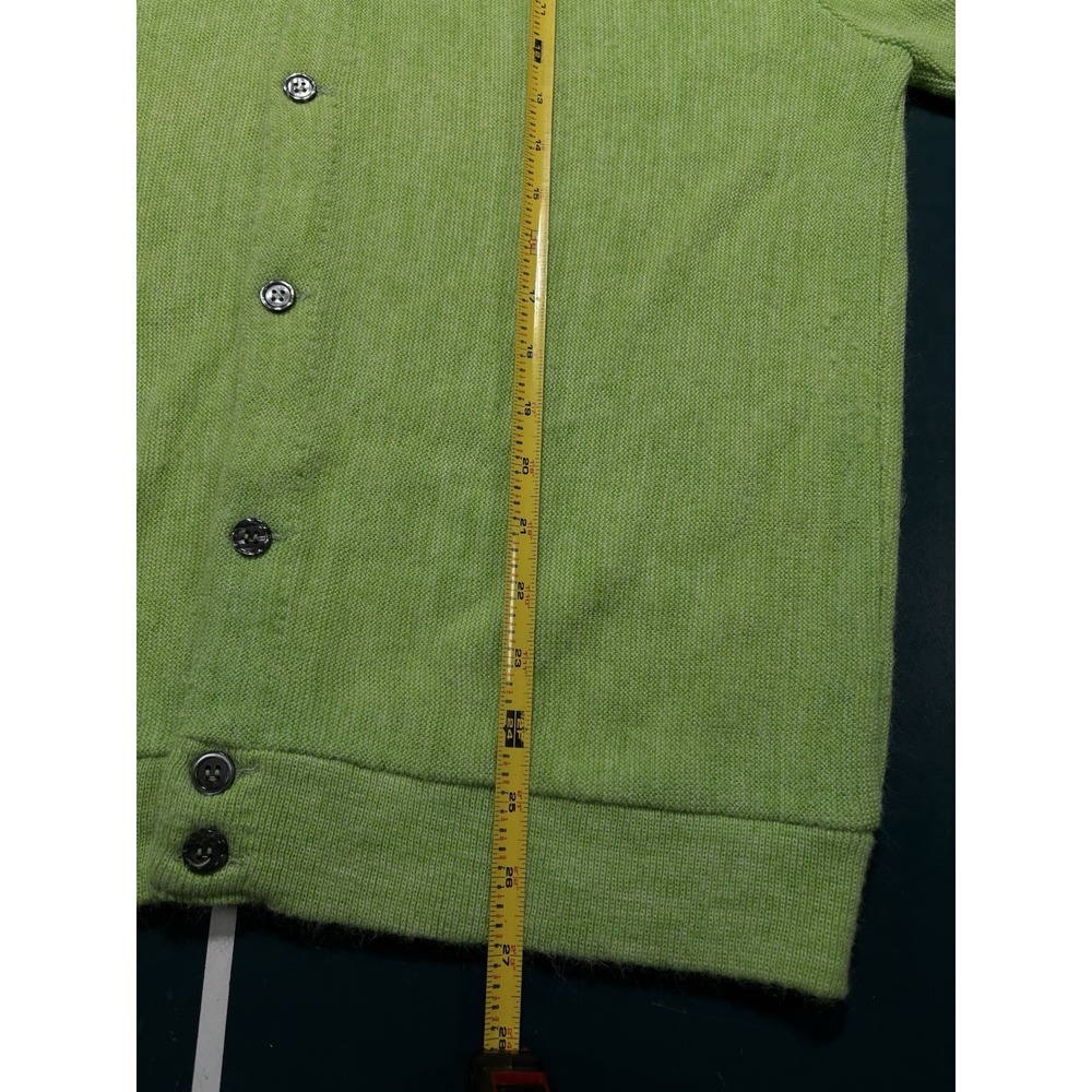 Vintage 80s Izod Lacoste Cardigan Knit Sweater Men's Large Lime Green Preppy - Picture 8 of 8